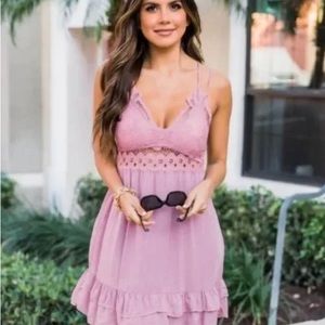 NEW Pink Lily Won’t Forget Me Lace Mauve Dress